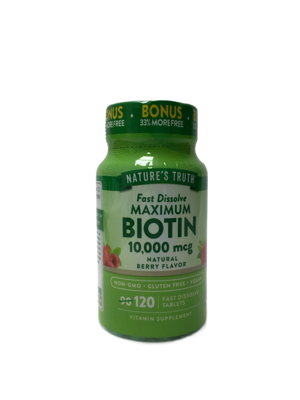 Nature's Truth Nature's Truth Fast Dissolve Maximum Biotin 10,000 mcg, Natural Berry Flavor, 120 ct