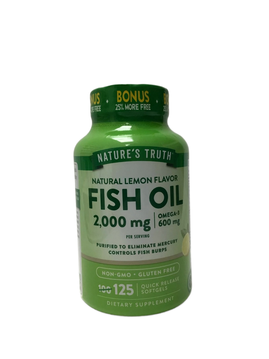 Nature's Truth Nature's Truth Natural Lemon Flavor Fish Oil 2,000 mg Omega-3 600 mg Quick Release Softgels, 125 ct