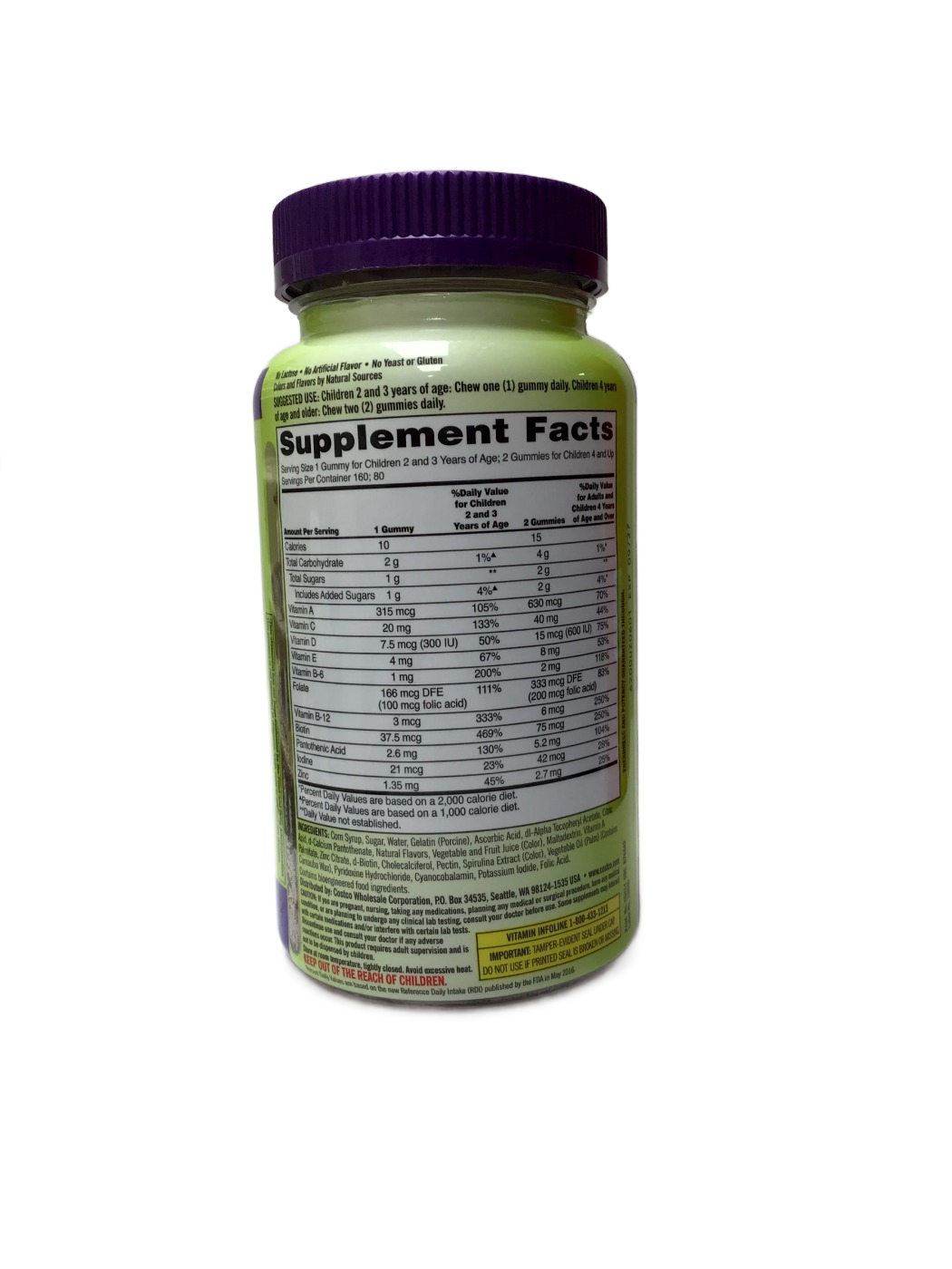 Kirkland Signature Kirkland Signature Children's Daily Multivitamin Gummies, 160 ct, photo 2