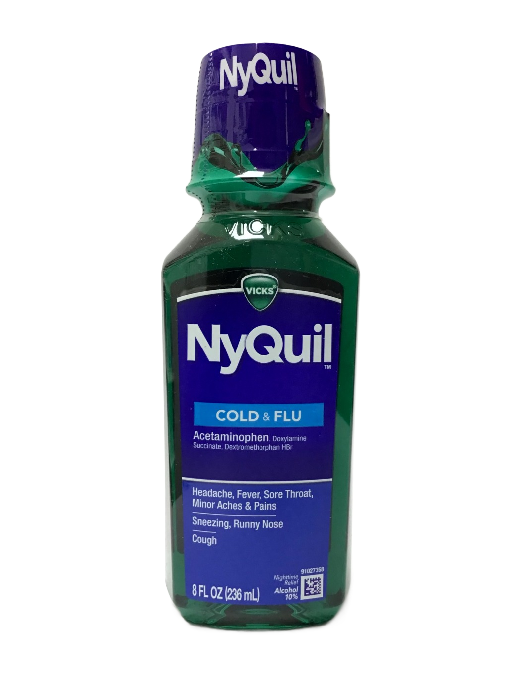 Vicks Vicks NyQuil Cold & Flu Nighttime Relief Liquid, 8 fl oz, photo 1