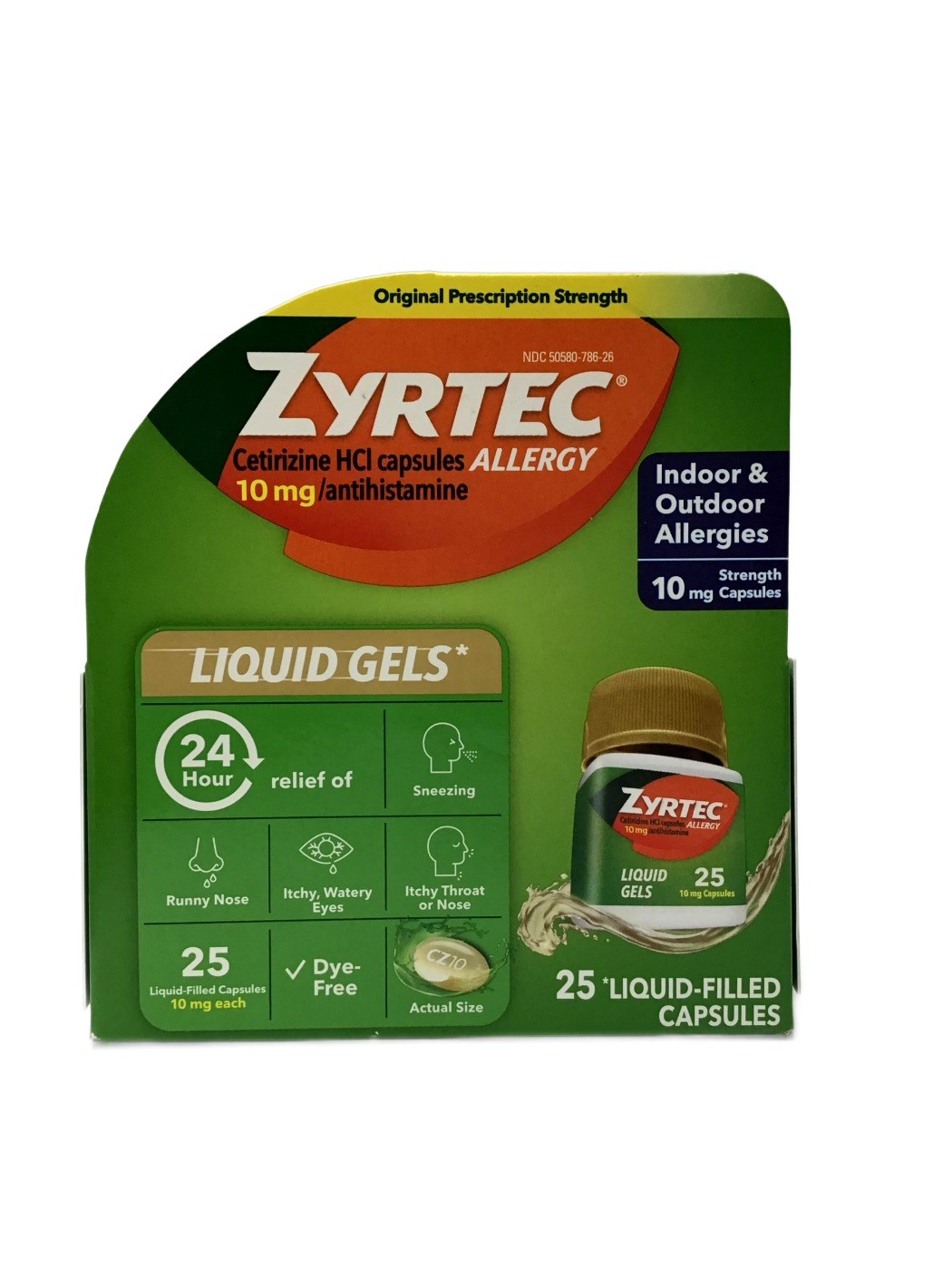 Zyrtec Zyrtec Allergy Cetirizine HCl Capsules 10 mg Liquid Gels, 25 ct, photo 1