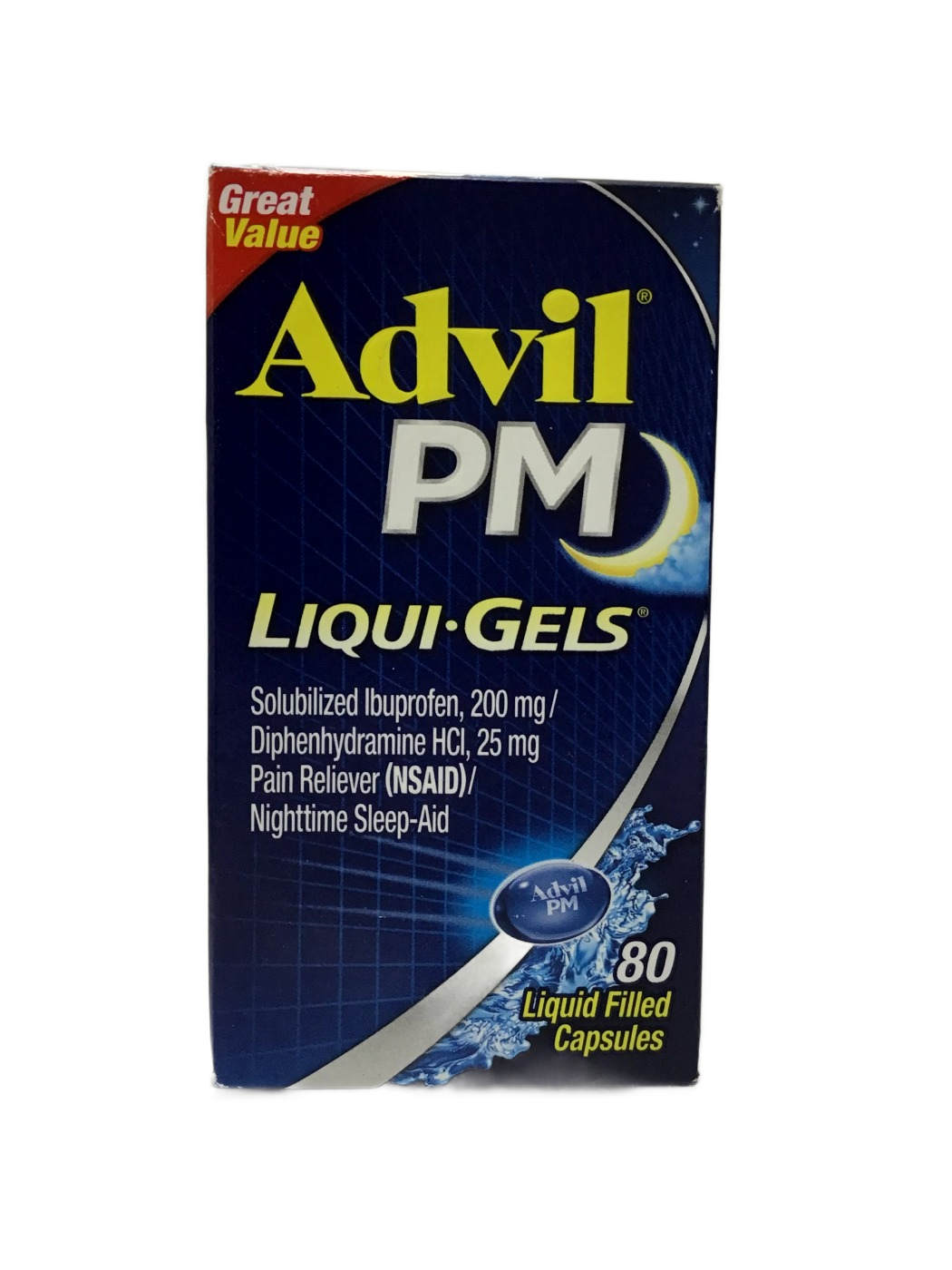 Advil Advil PM Liqui-Gels Solubilized Ibuprofen 200 mg / Diphenhydramine HCl 25 mg, 80 ct, photo 1