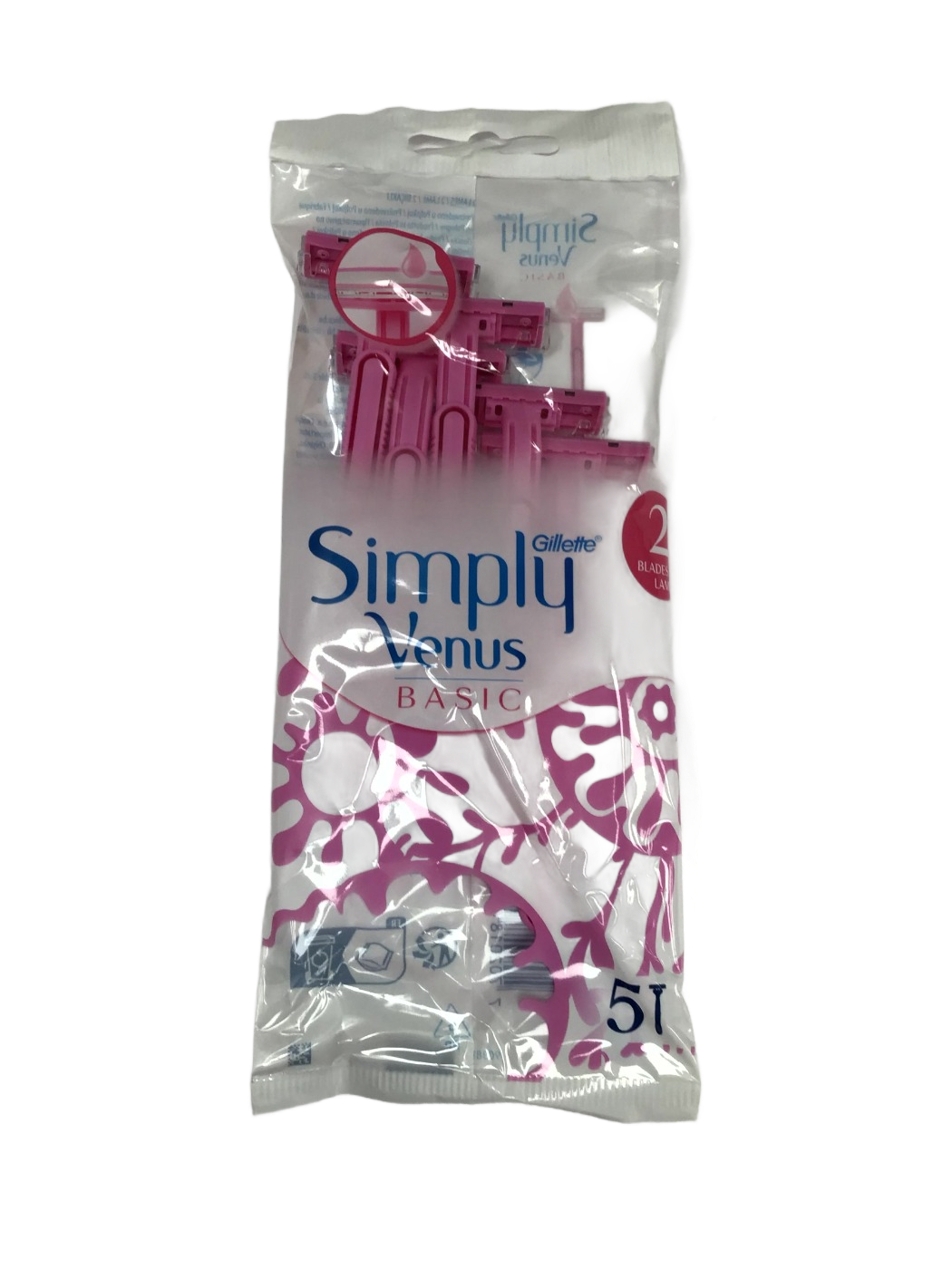 Gillette Gillette Simply Venus Basic Disposable Razors, 2 Blades, 5 ct, photo 1