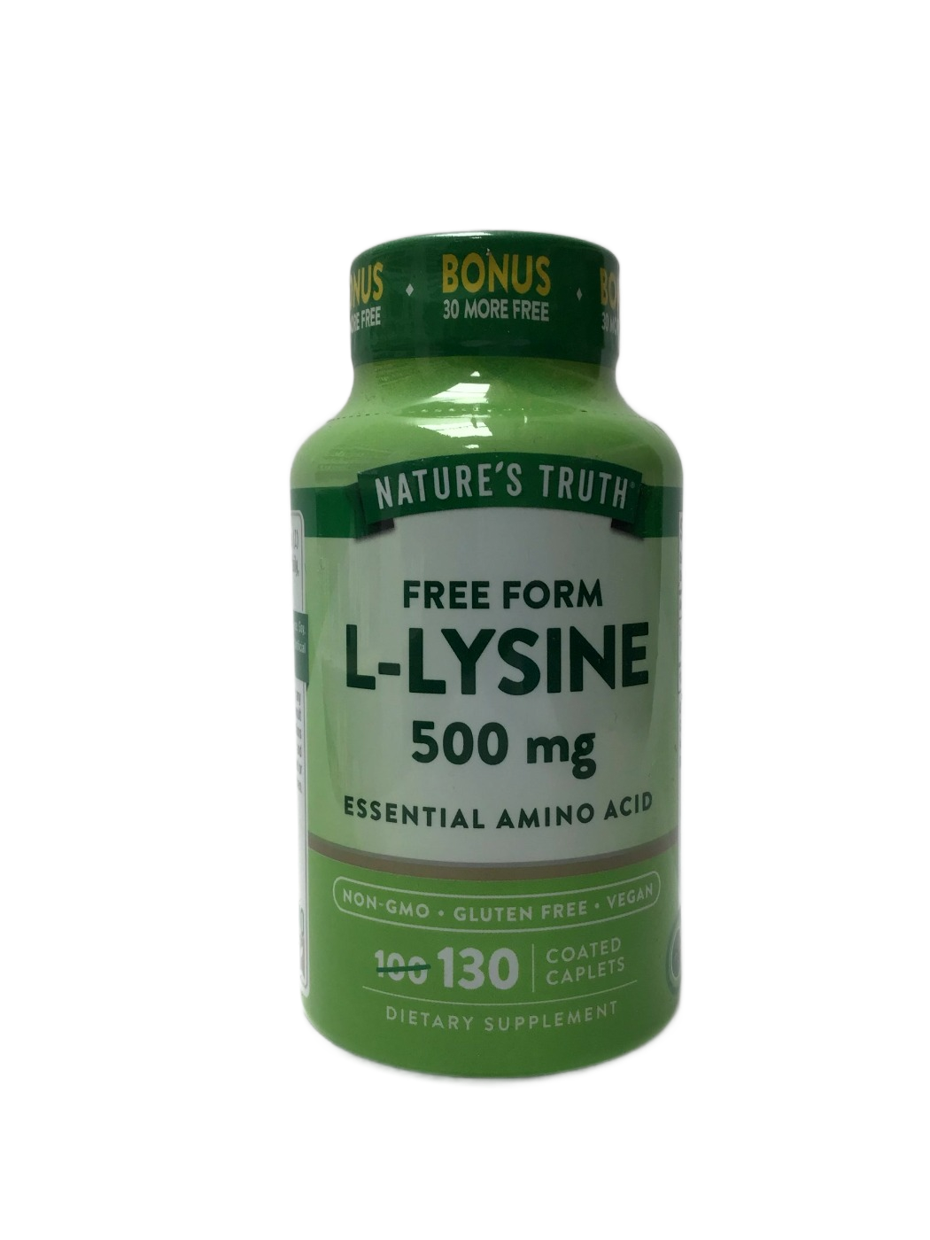 Nature's Truth Nature's Truth Free Form L-Lysine 500 mg Essential Amino Acid Coated Caplets, 130 ct