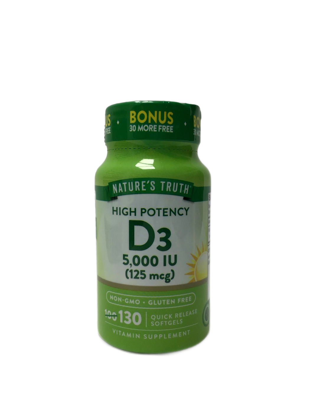 Nature's Truth Nature's Truth High Potency D3 5,000 IU (125 mcg) Quick Release Softgels, 130 ct