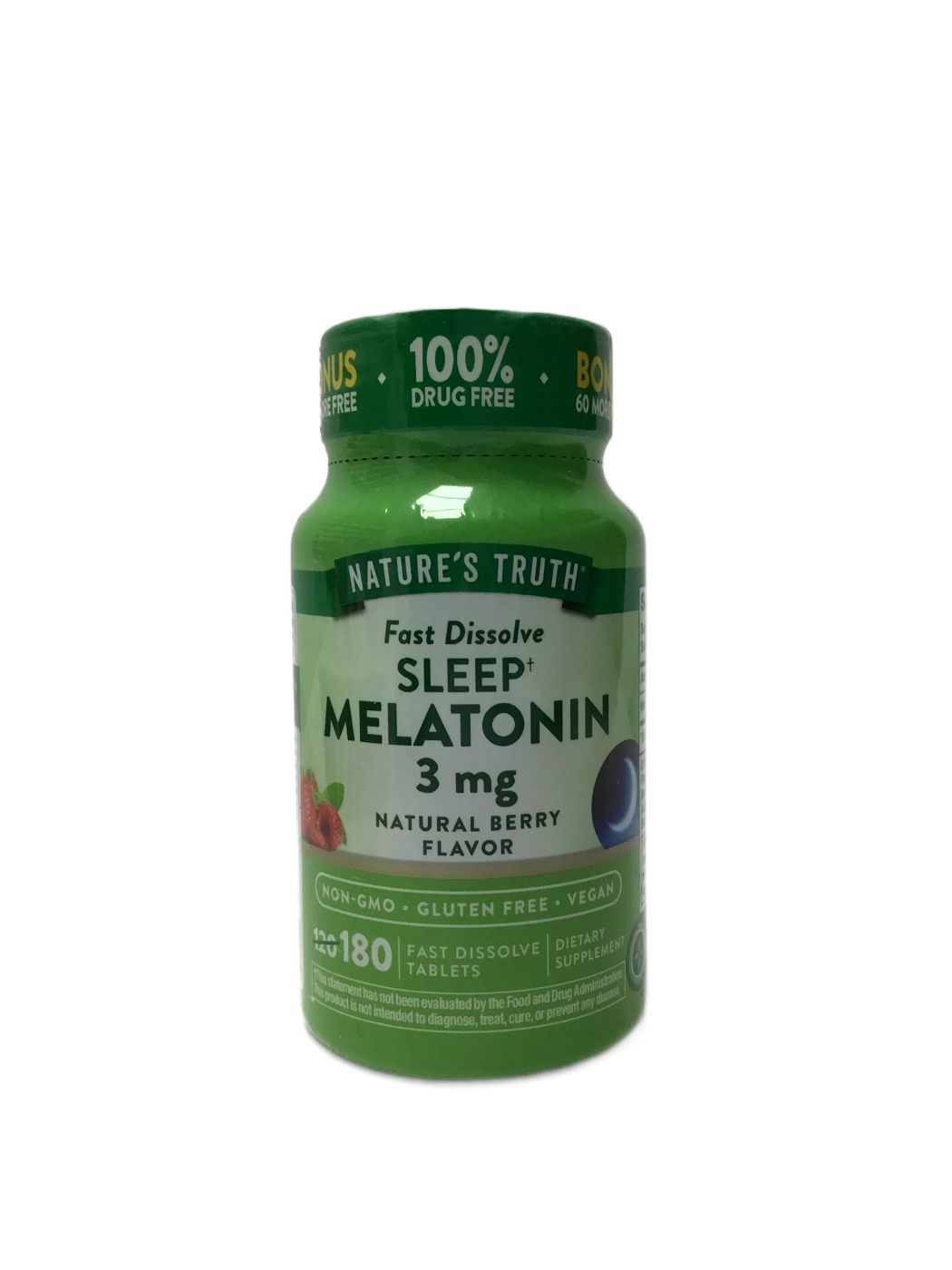 Nature's Truth Nature's Truth Fast Dissolve Sleep Melatonin 3 mg, Natural Berry Flavor, 180 ct