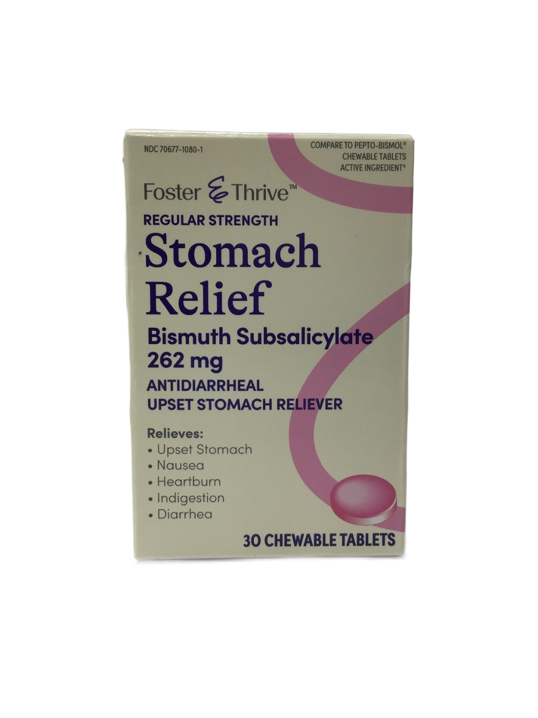 Foster & Thrive Foster & Thrive Regular Strength Stomach Relief Bismuth Subsalicylate 262 mg Chewable Tablets, 30 ct