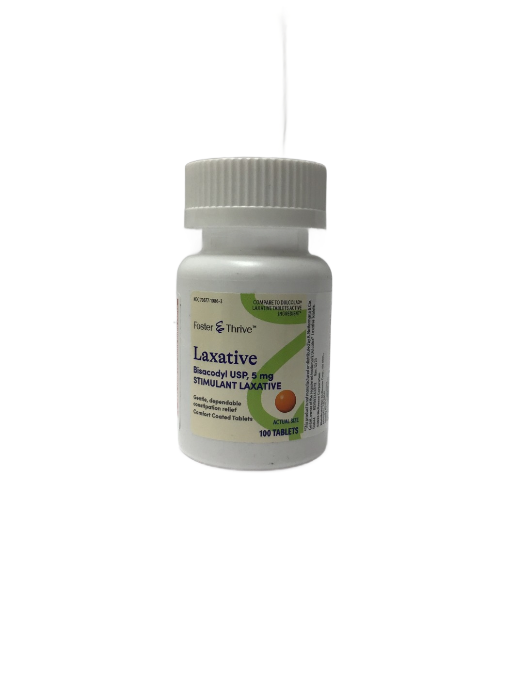 Foster & Thrive Foster & Thrive Laxative Bisacodyl USP, 5 mg Stimulant Laxative Comfort Coated Tablets, 100 ct, photo 1
