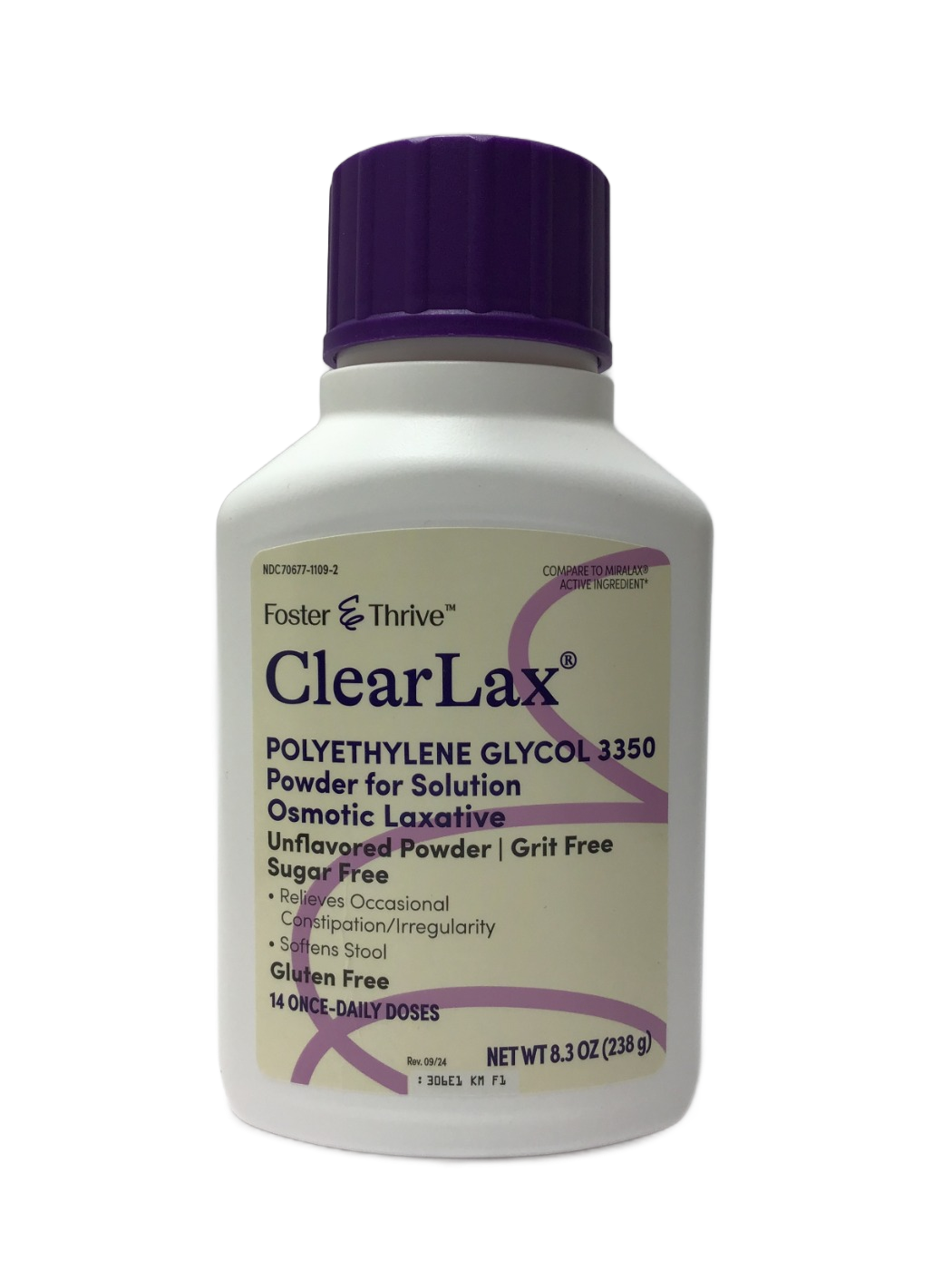 Foster & Thrive Foster & Thrive ClearLax Polyethylene Glycol 3350 Powder for Solution, Unflavored, 8.3 oz