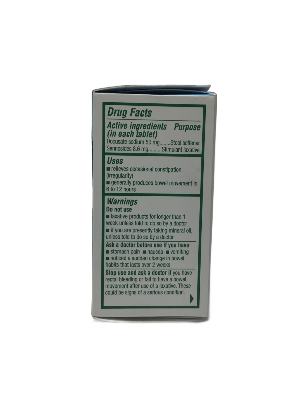 Colace Colace 2-IN-1 Stool Softener + Stimulant Laxative Docusate Sodium 50mg, Sennosides 8.6mg, 30 ct, photo 4