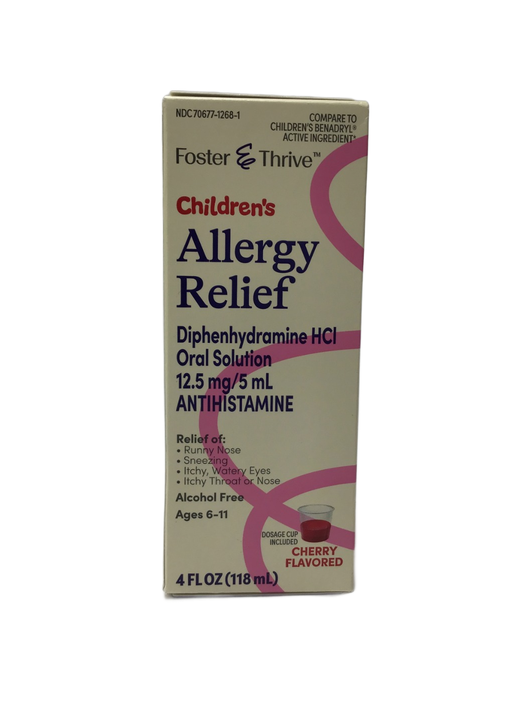 Foster & Thrive Foster & Thrive Children's Allergy Relief Diphenhydramine HCl Oral Solution 12.5 mg/5 mL Cherry Flavored, 4 fl oz