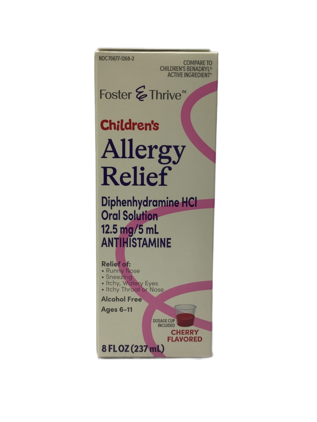 Foster & Thrive Foster & Thrive Children's Allergy Relief Diphenhydramine HCl Oral Solution 12.5 mg/5 mL Antihistamine, Cherry Flavored, Alcohol Free, 8 fl oz