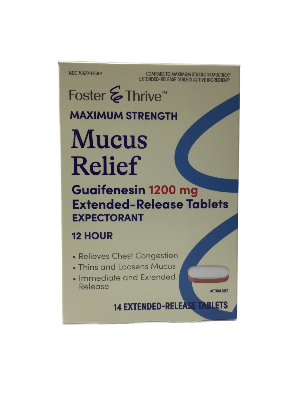 Foster & Thrive Foster & Thrive Maximum Strength Mucus Relief Guaifenesin 1200 mg Extended-Release Tablets 12 Hour, 14 ct