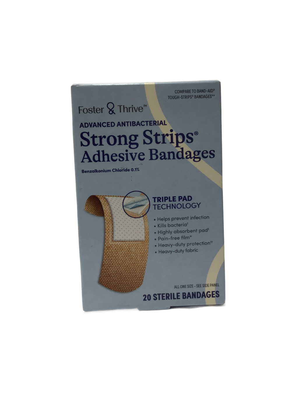 Foster & Thrive Foster & Thrive Advanced Antibacterial Strong Strips Adhesive Bandages, 20 ct, photo 1