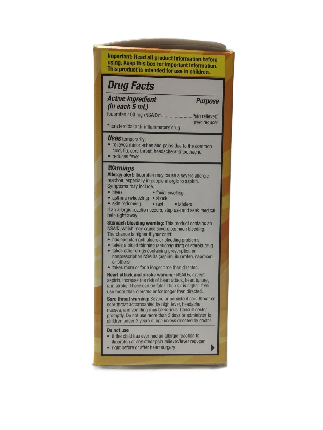 GWB Children's Ibuprofen Oral Suspension, USP Berry Flavor 100 mg per 5 mL, 4 fl oz, photo 3