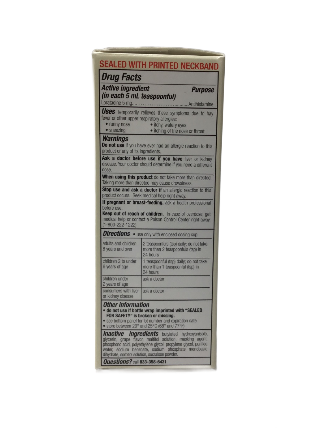 Foster & Thrive Foster & Thrive Children's Allergy Loratadine Oral Solution USP, 5 mg/5 mL Grape Flavor, 4 fl oz, photo 3