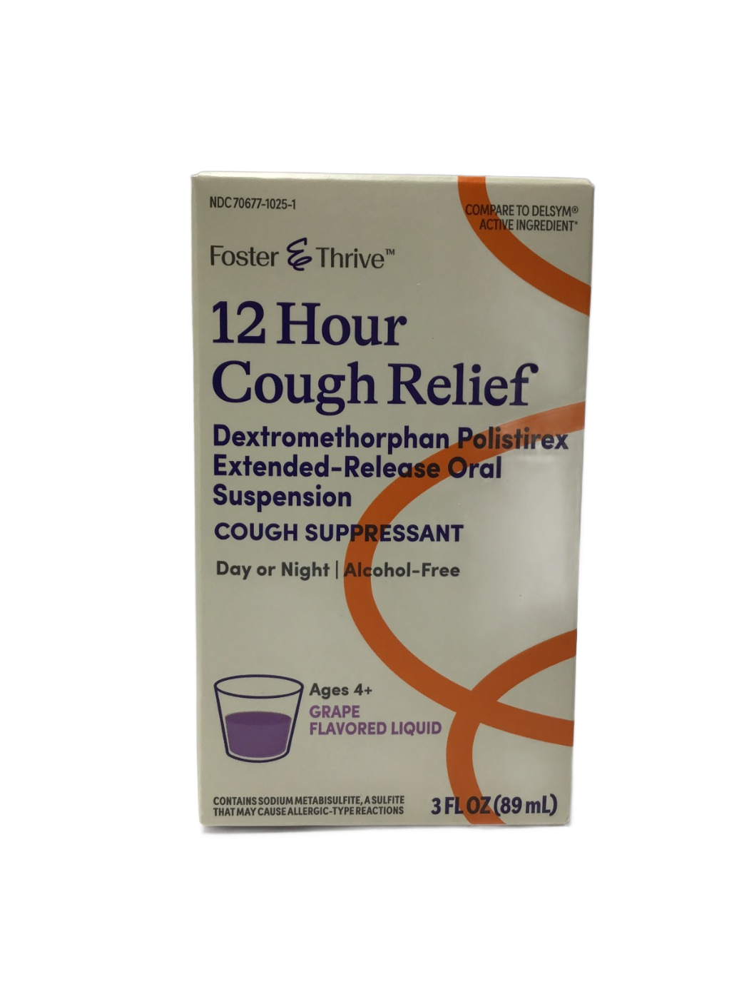 Foster & Thrive Foster & Thrive 12 Hour Cough Relief Dextromethorphan Polistirex Extended-Release Oral Suspension, Grape Flavored Liquid, 3 fl oz