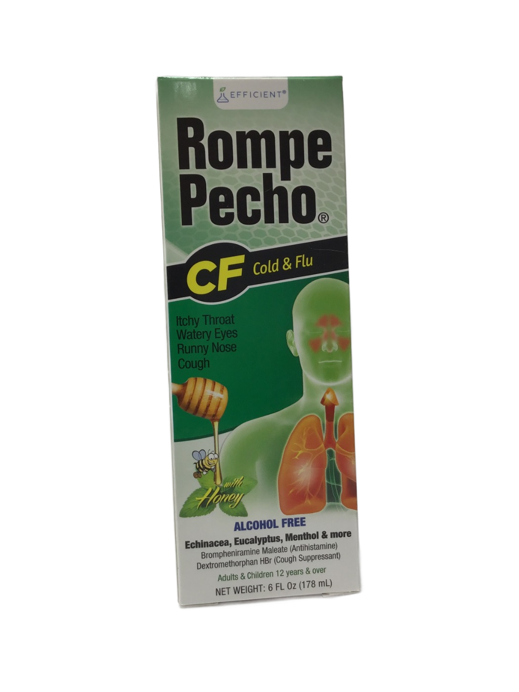 Efficient Laboratories Efficient Laboratories Rompe Pecho CF Cold & Flu with Honey, Alcohol Free, 6 fl oz