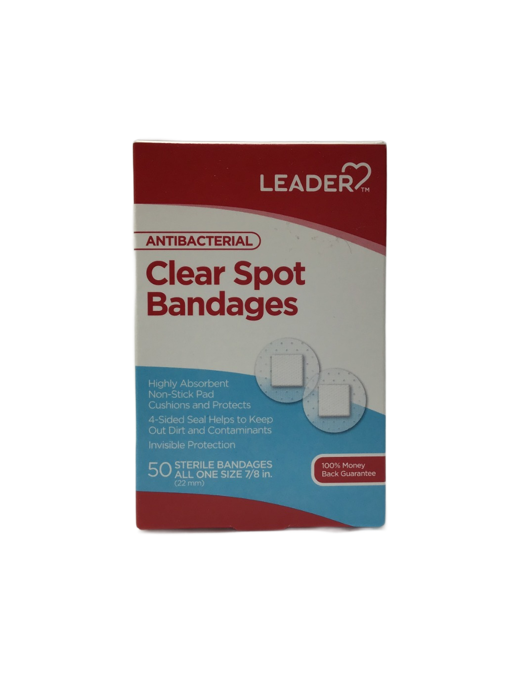 Leader Leader Antibacterial Clear Spot Bandages, All One Size 7/8 in, 50 ct, photo 1