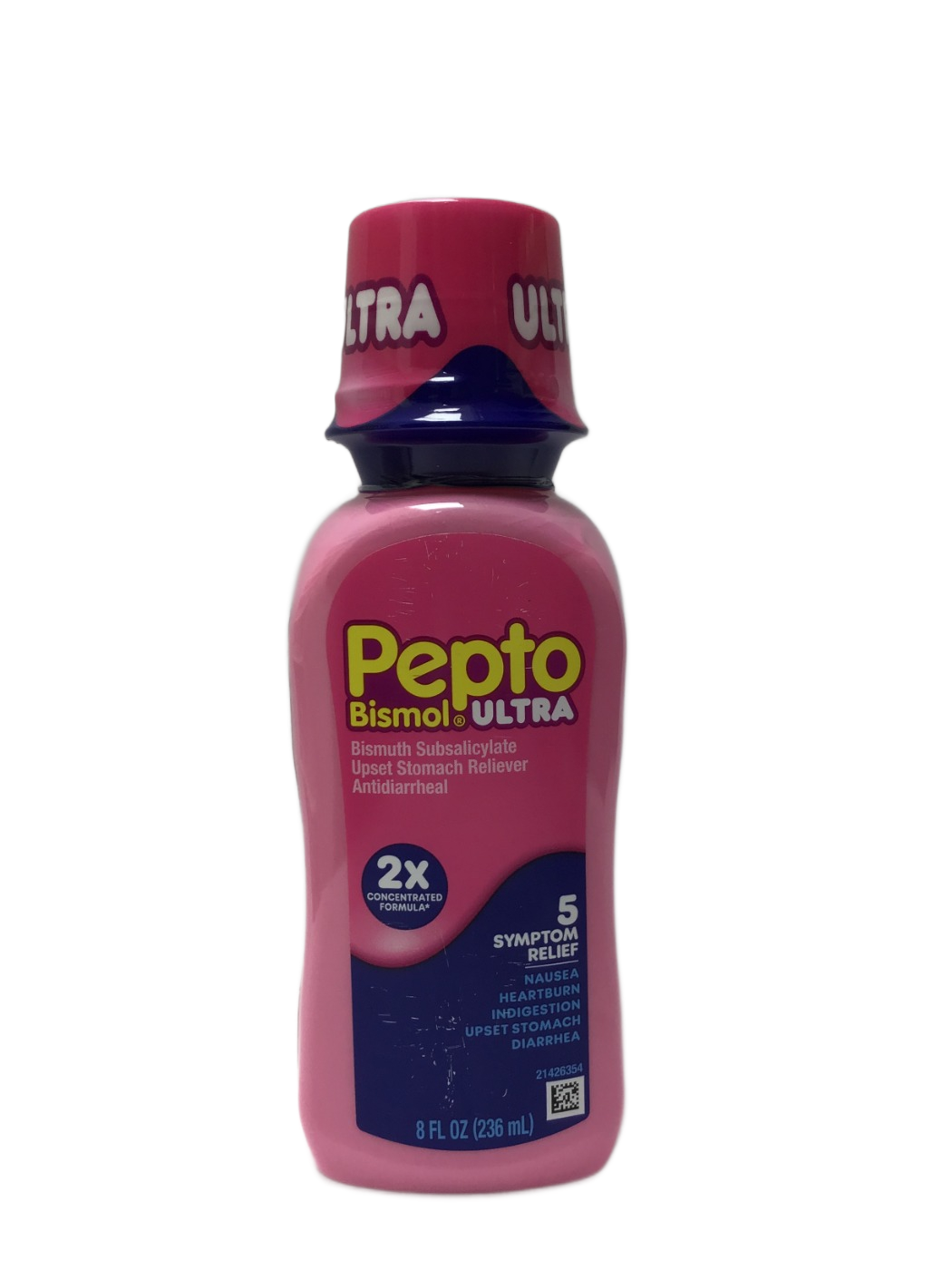 Pepto Bismol Pepto Bismol Ultra Bismuth Subsalicylate Upset Stomach Reliever / Antidiarrheal 5 Symptom Relief, 8 fl oz