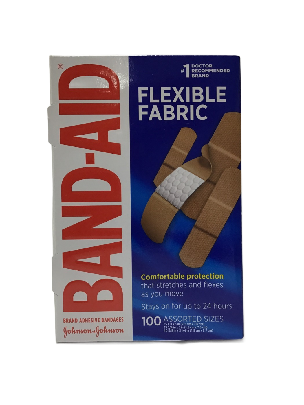Band-Aid Band-Aid Flexible Fabric Adhesive Bandages, Assorted Sizes, 100 ct