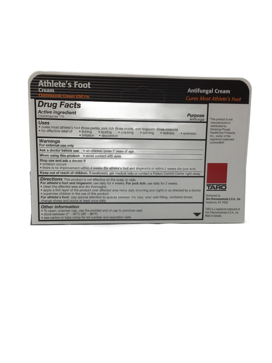 Taro Taro Athlete's Foot Cream Clotrimazole Cream USP, 1% Antifungal Cream, 1 oz, photo 2