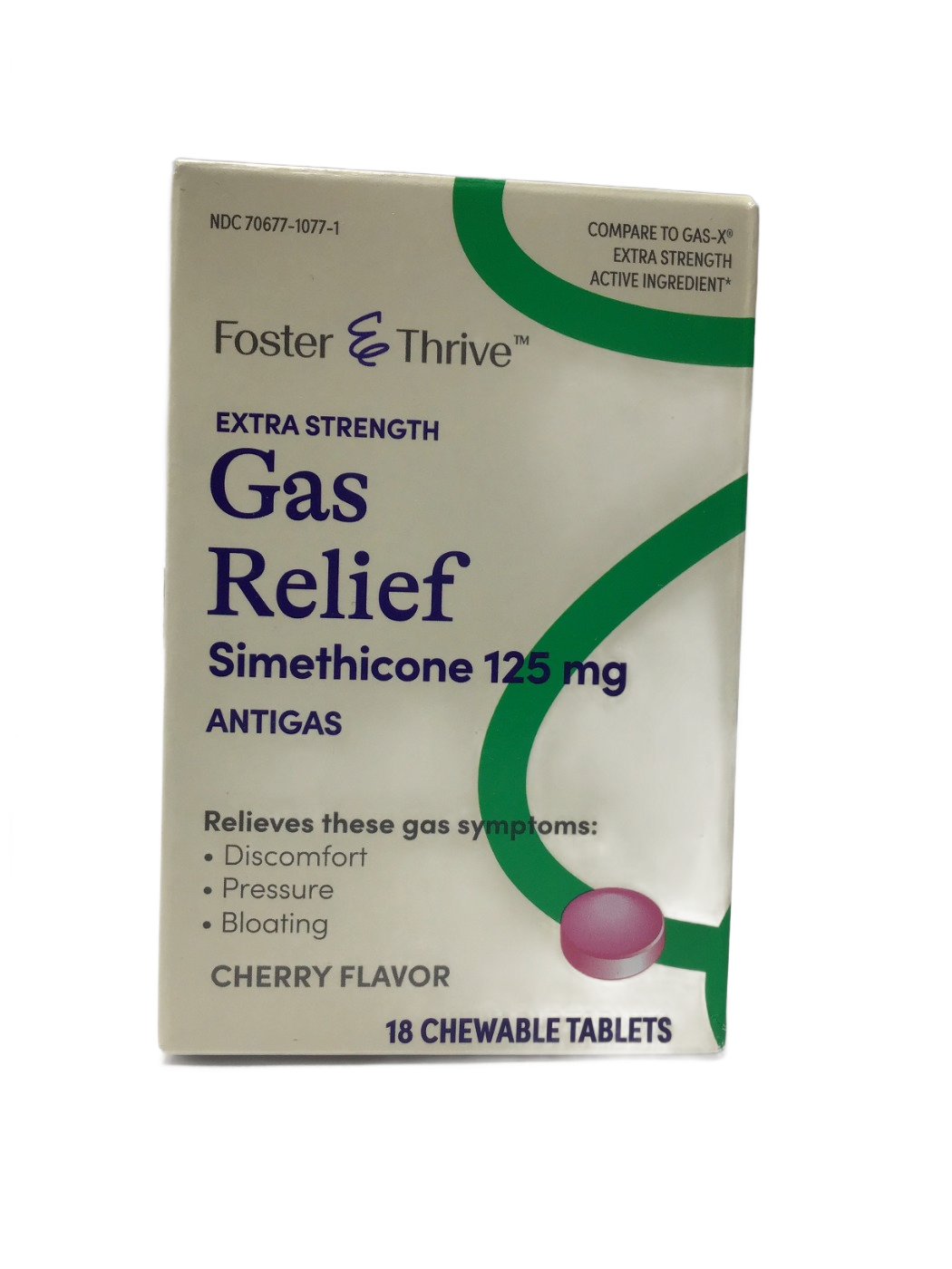 Foster & Thrive Foster & Thrive Extra Strength Gas Relief Simethicone 125 mg Antigas Chewable Tablets, Cherry Flavor, 18 ct