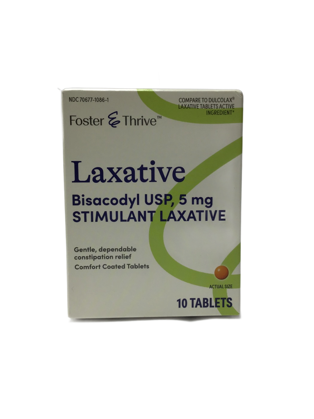 Foster & Thrive Foster & Thrive Laxative Bisacodyl USP, 5 mg Stimulant Laxative Comfort Coated Tablets, 10 ct, photo 1