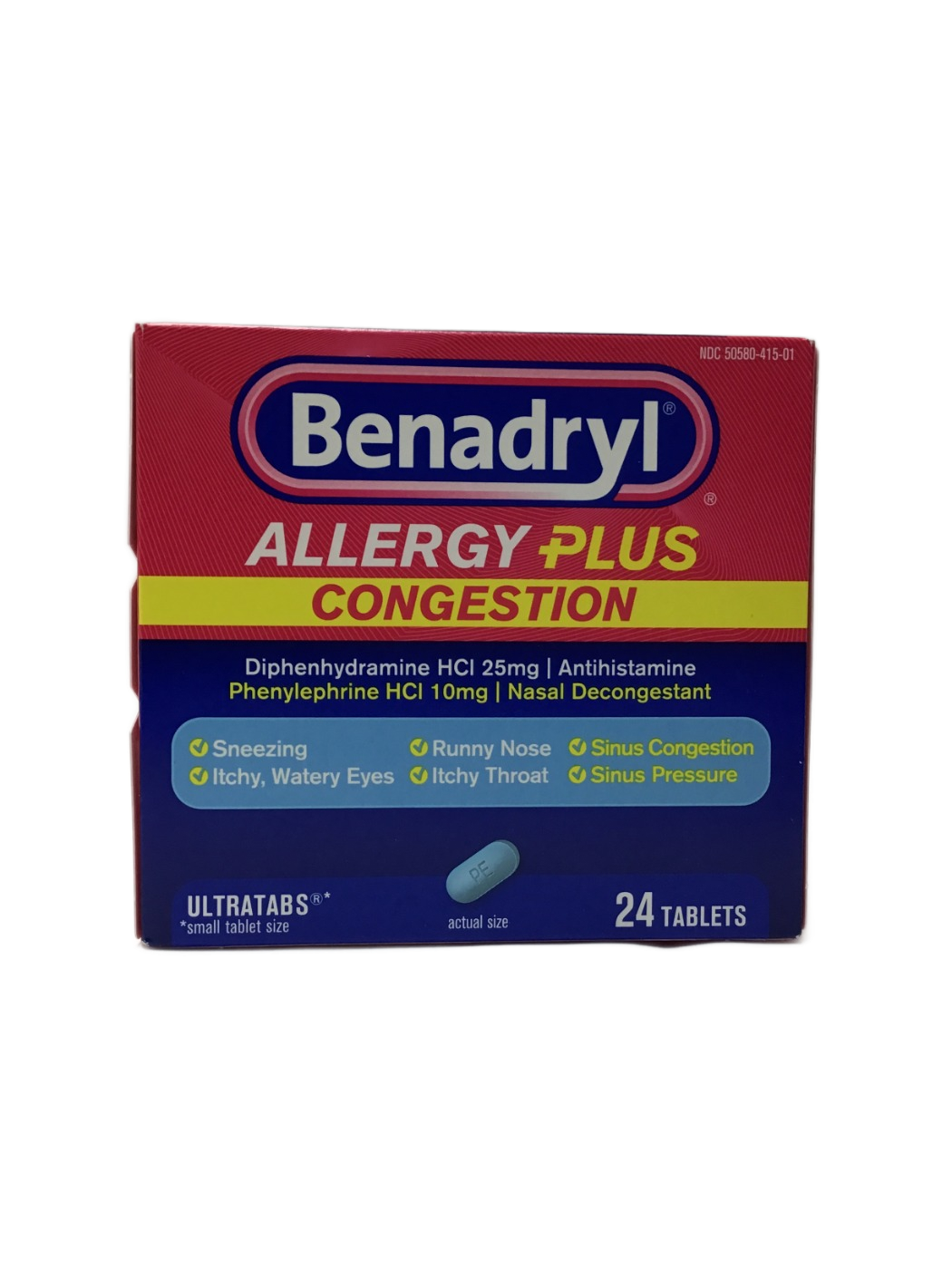 Benadryl Benadryl Allergy Plus Congestion Ultratabs, 24 ct