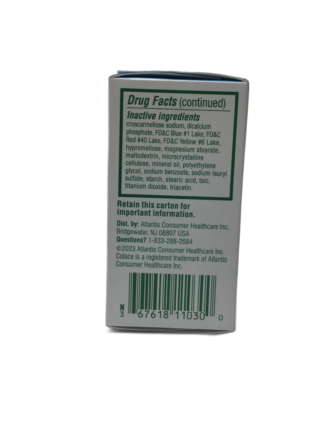 Colace Colace 2-IN-1 Stool Softener + Stimulant Laxative Docusate Sodium 50mg, Sennosides 8.6mg, 30 ct, photo 3