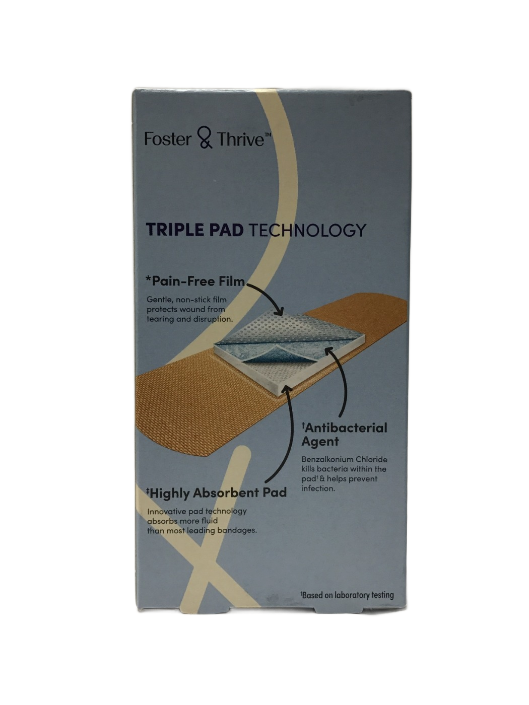 Foster & Thrive Foster & Thrive Advanced Antibacterial Flexible Fabric Adhesive Bandages Extra Large Benzalkonium Chloride 0.1%, 10 ct, photo 3