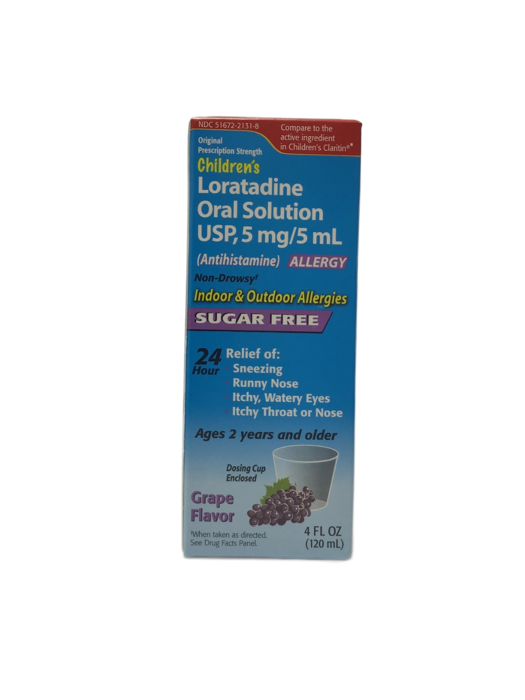 GWB Children's Loratadine Oral Solution USP, 5 mg/5 mL, Grape Flavor, 4 fl oz