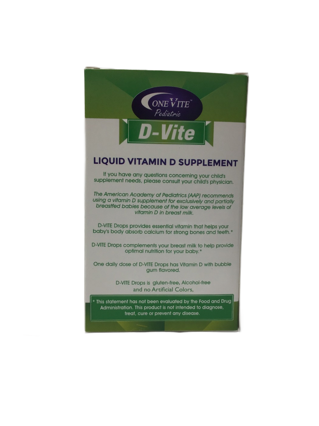 Akron Pharma Akron Pharma One Vite Pediatric D-Vite Vitamin D Drops Bubble Gum Flavor, photo 3