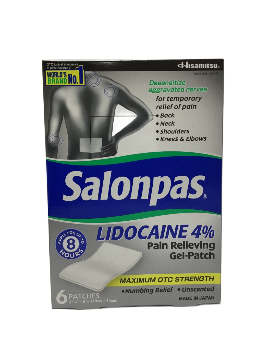 Salonpas Salonpas Lidocaine 4% Pain Relieving Gel-Patch, 6 ct
