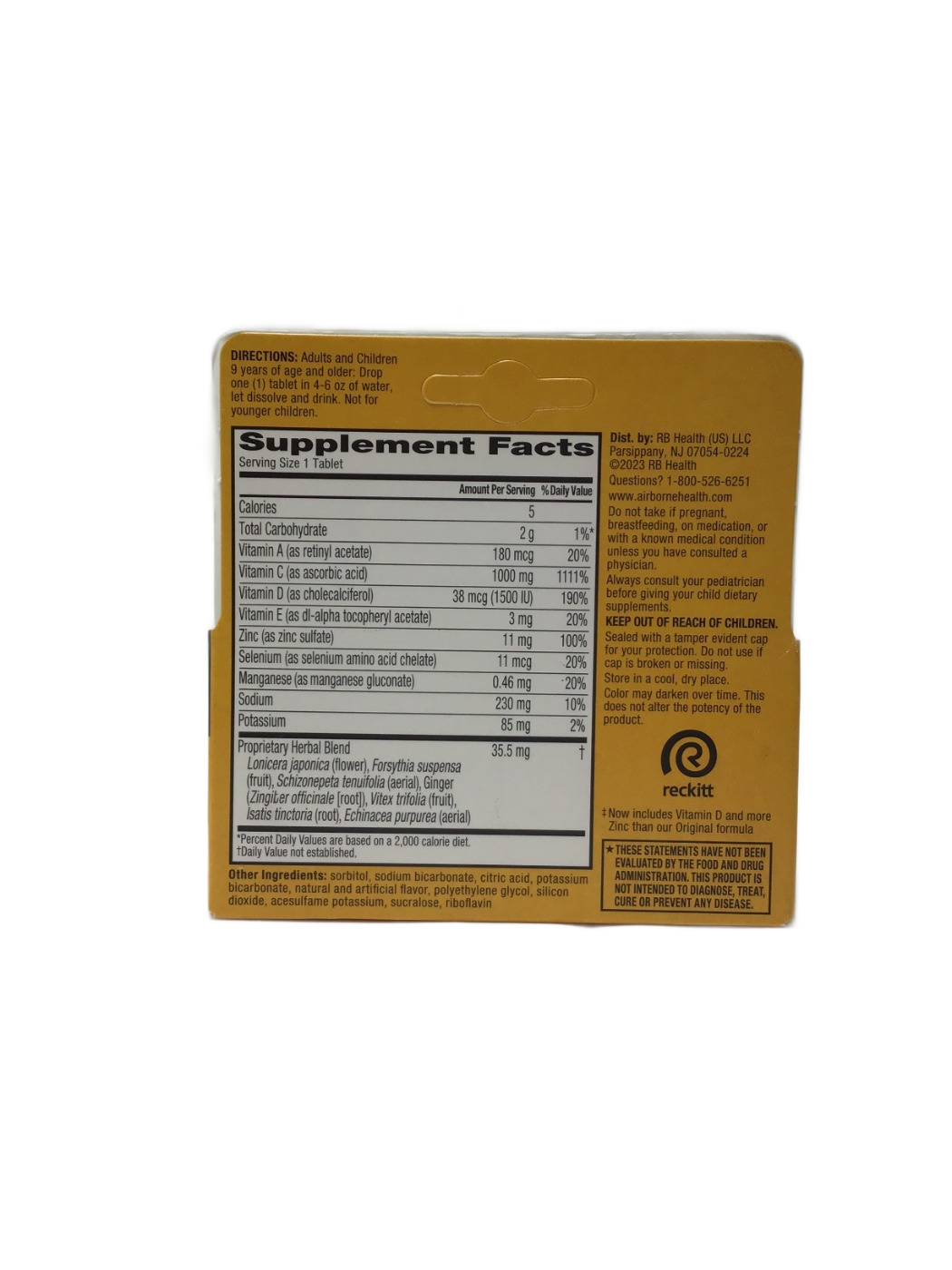 Airborne Airborne Immune Support Zesty Orange Vitamin C 1000 mg Effervescent Tablets, 10 ct, photo 2