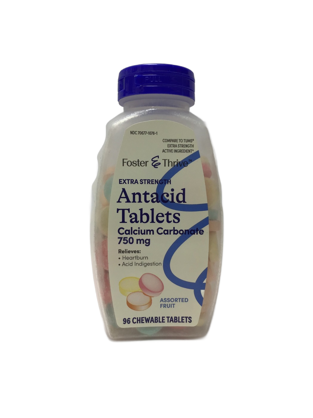 Foster & Thrive Foster & Thrive Extra Strength Antacid Tablets Calcium Carbonate 750 mg Assorted Fruit, 96 ct, photo 1