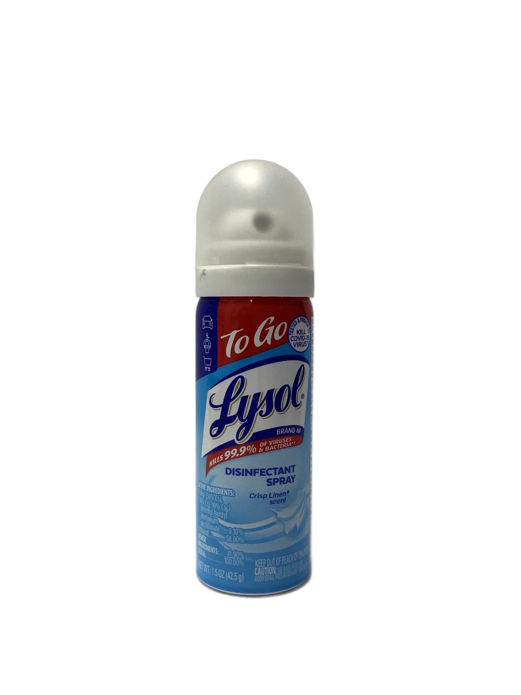 Lysol Lysol To Go Disinfectant Spray, Crisp Linen Scent, 1.5 oz