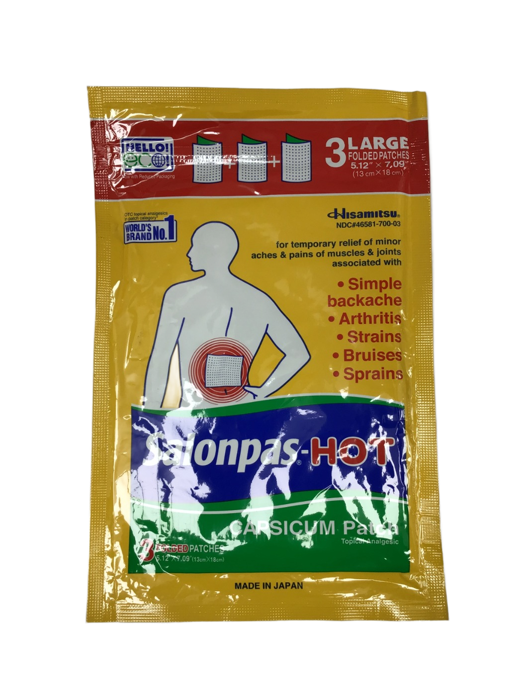 Hisamitsu Hisamitsu Salonpas-HOT Capsicum Patch, 3 ct, photo 1