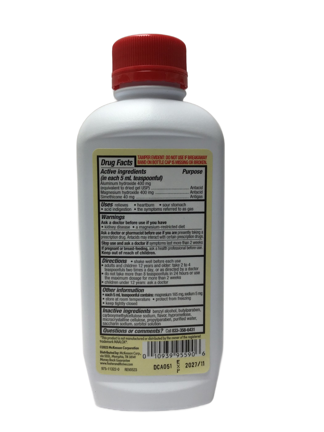 Foster & Thrive Foster & Thrive Maximum Strength Antacid & Antigas Alumina, Magnesia, and Simethicone Oral Suspension Cherry Flavor, 12 fl oz, photo 2