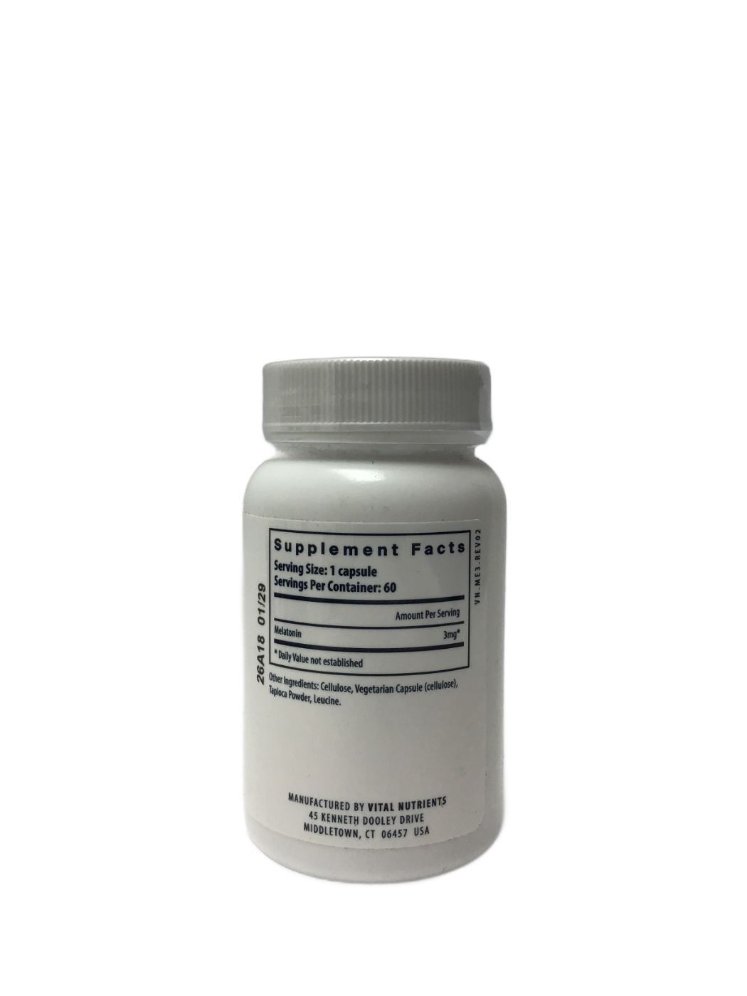 Vital Nutrients Vital Nutrients Melatonin 3mg/serving, 60 ct, photo 2