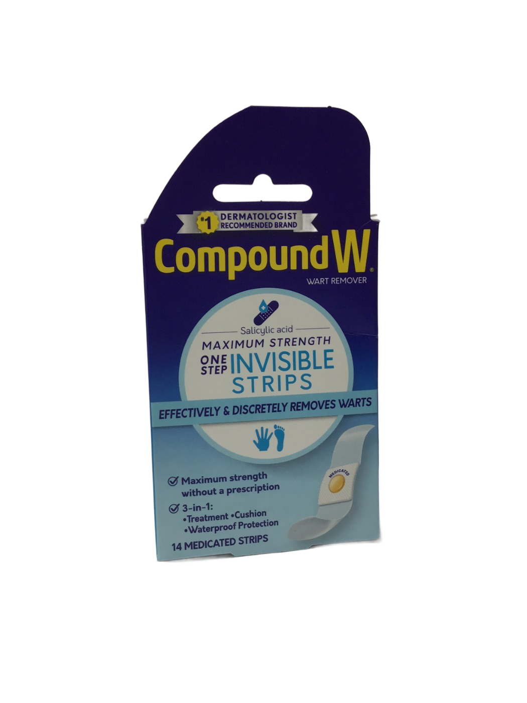 Compound W Compound W Wart Remover Salicylic Acid Maximum Strength One Step Invisible Strips, 14 ct