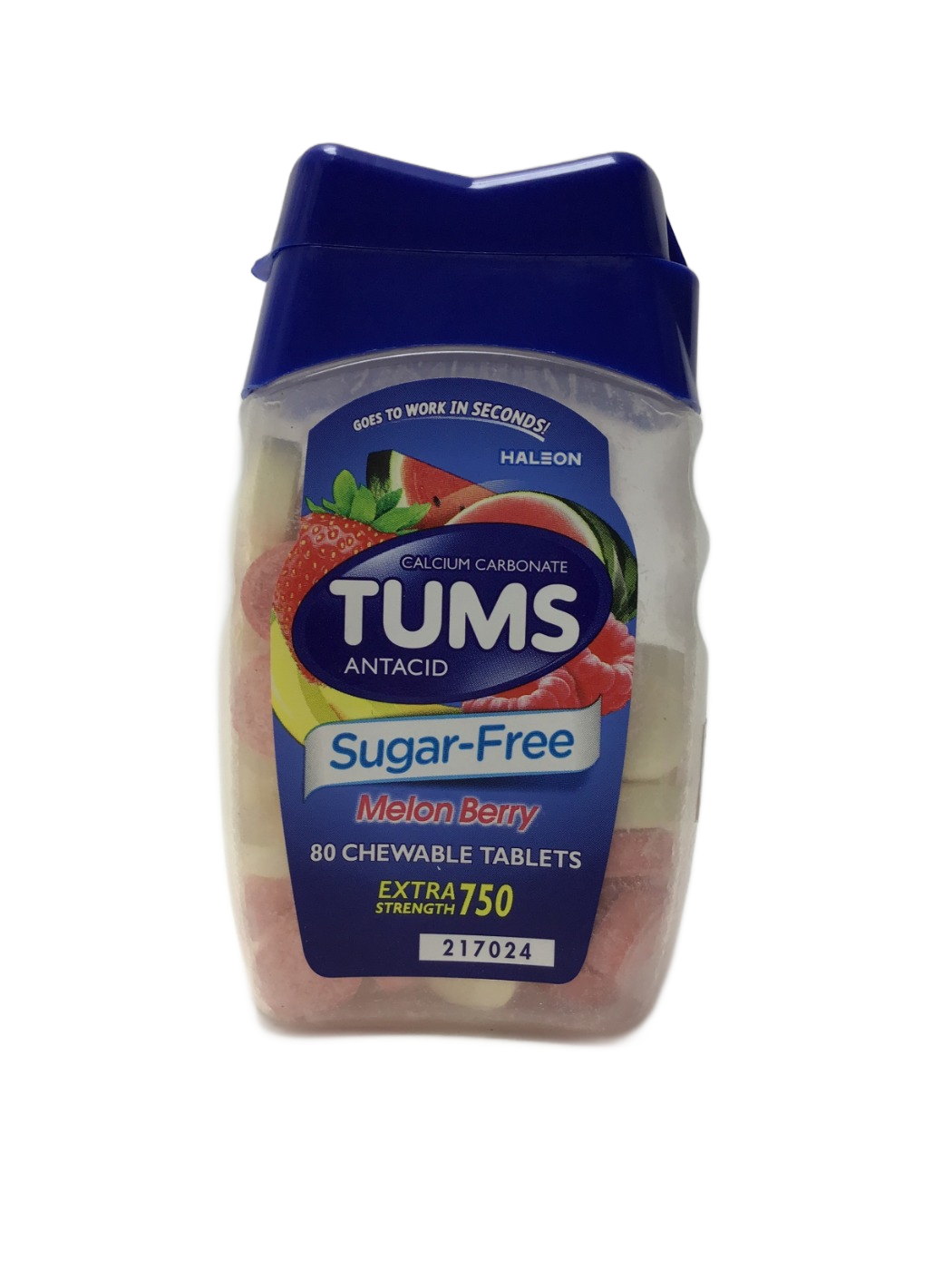 TUMS TUMS Calcium Carbonate Antacid Sugar-Free Melon Berry Extra Strength 750 Chewable Tablets, 80 ct, photo 1
