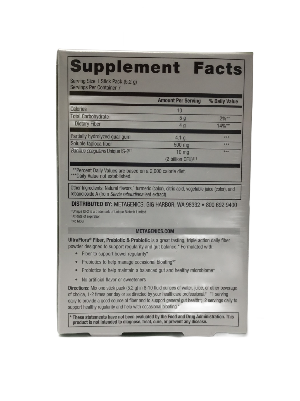 Metagenics Metagenics UltraFlora Fiber, Prebiotic & Probiotic Orange Flavor, 7 ct, photo 2