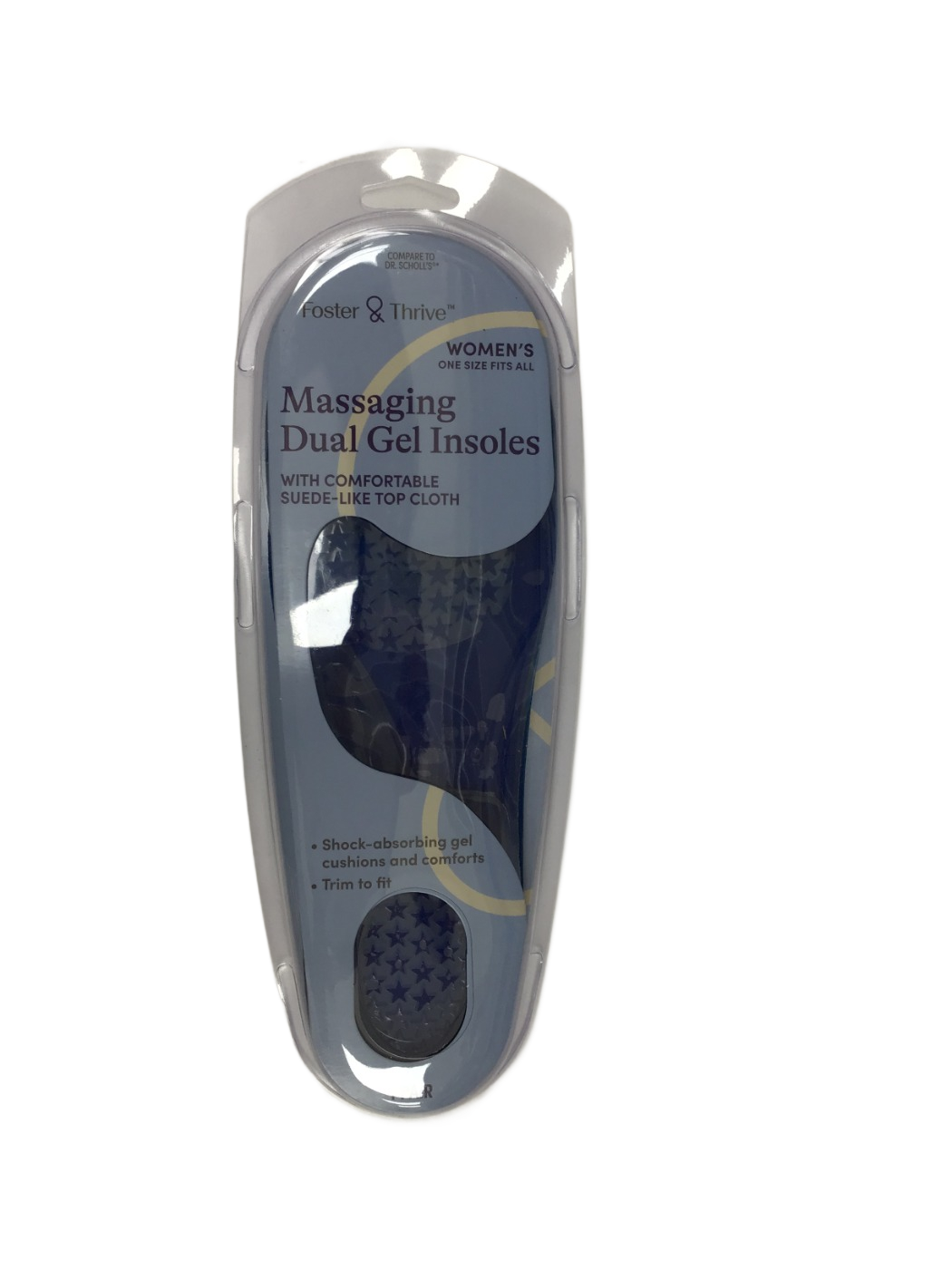 Foster & Thrive Foster & Thrive Women's Massaging Dual Gel Insoles with Comfortable Suede-Like Top Cloth, One Size Fits All