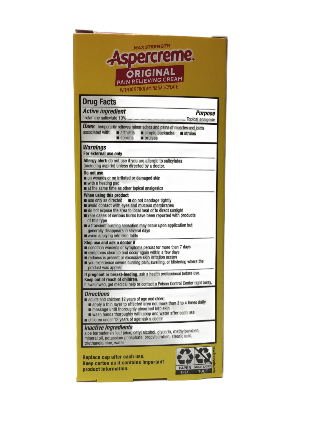 Aspercreme Aspercreme Max Strength Original Pain Relieving Cream with 10% Trolamine Salicylate, 3 oz, photo 3