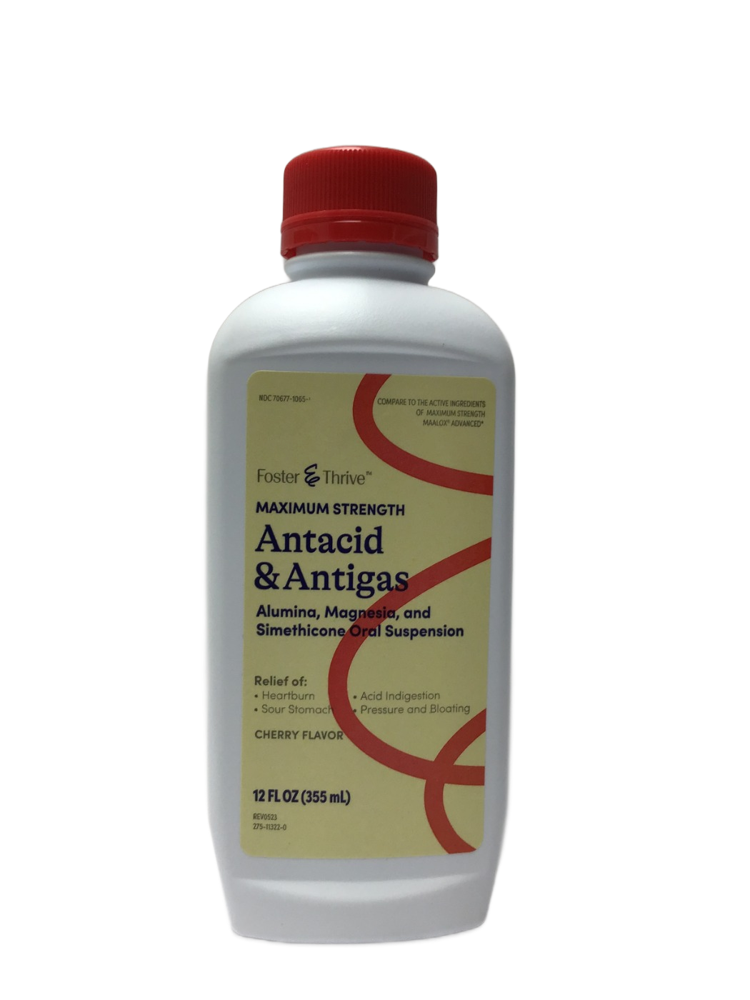 Foster & Thrive Foster & Thrive Maximum Strength Antacid & Antigas Alumina, Magnesia, and Simethicone Oral Suspension Cherry Flavor, 12 fl oz, photo 1