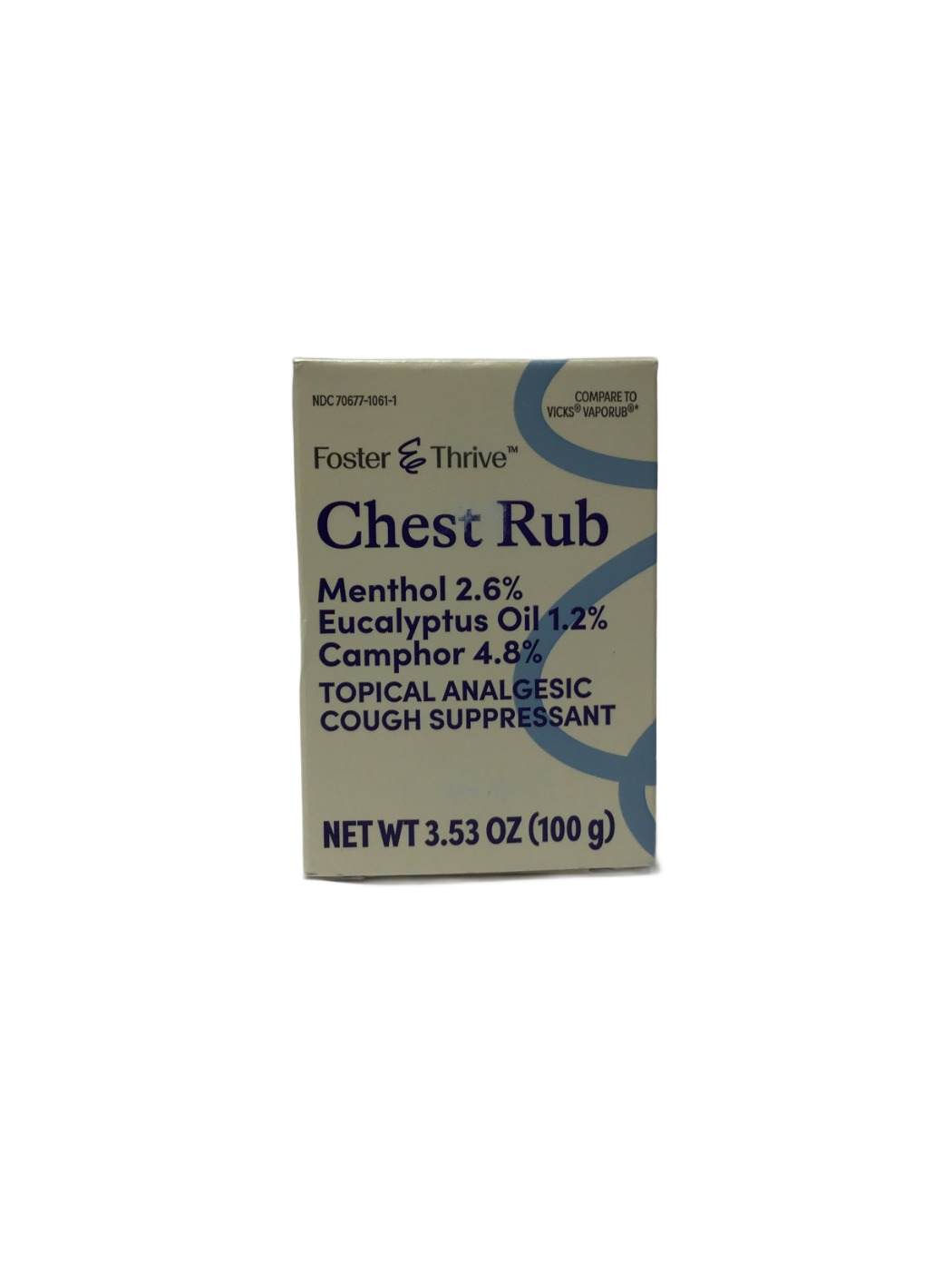 Foster & Thrive Foster & Thrive Chest Rub Menthol 2.6% Eucalyptus Oil 1.2% Camphor 4.8%, 3.53 oz, photo 1