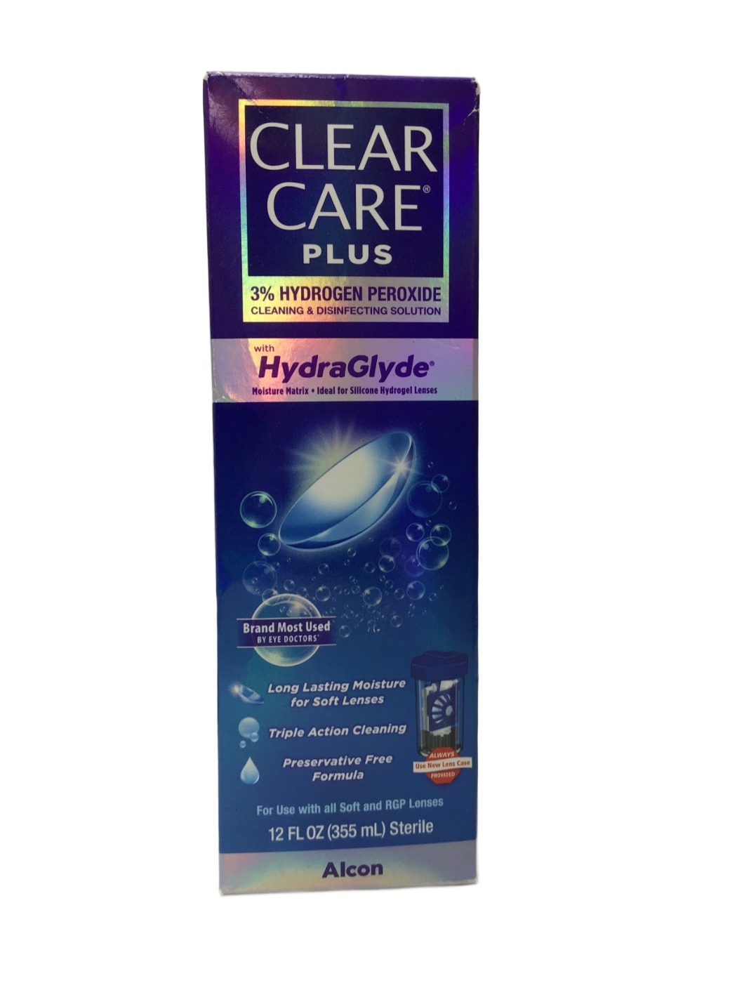 Alcon Alcon Clear Care Plus 3% Hydrogen Peroxide Cleaning & Disinfecting Solution with HydraGlyde, 12 fl oz, photo 1