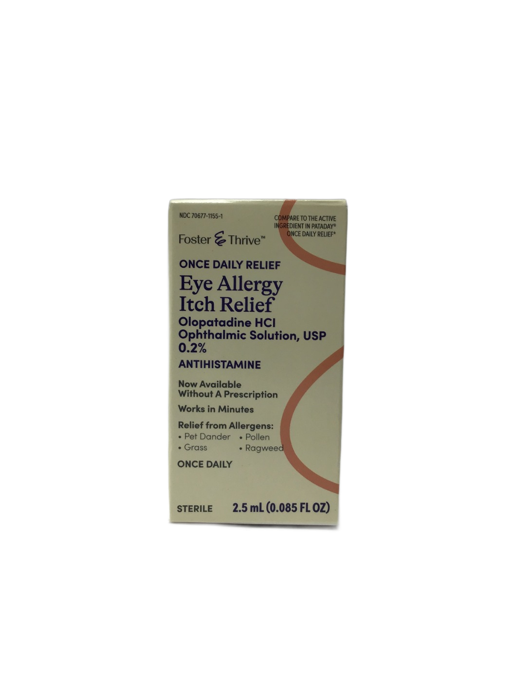 Foster & Thrive Foster & Thrive Once Daily Relief Eye Allergy Itch Relief Olopatadine HCl Ophthalmic Solution, USP 0.2%, 2.5 mL, photo 1