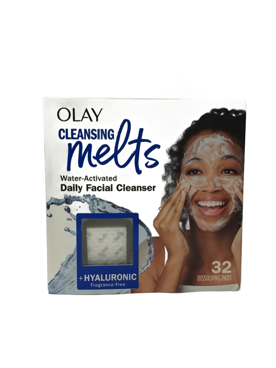 Olay Olay Cleansing Melts Water-Activated Daily Facial Cleanser + Hyaluronic, Fragrance-Free, 32 ct